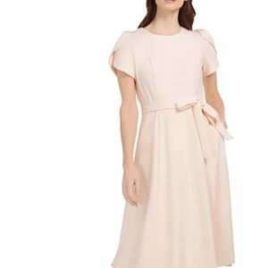 Calvin Klein Collection Cream Midi Dress with Bow completely New